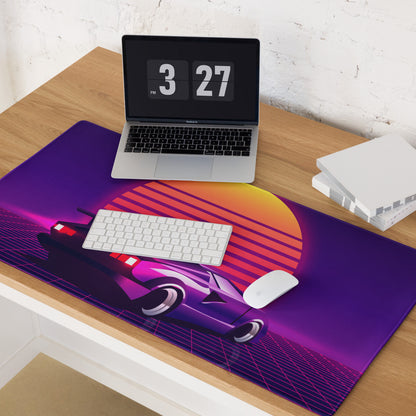 Neon Sunset Synthwave Mouse Pad - Mouse Pad Purple Neon Desk Synthwave Mood Vibrant Retro Neon Gaming Art