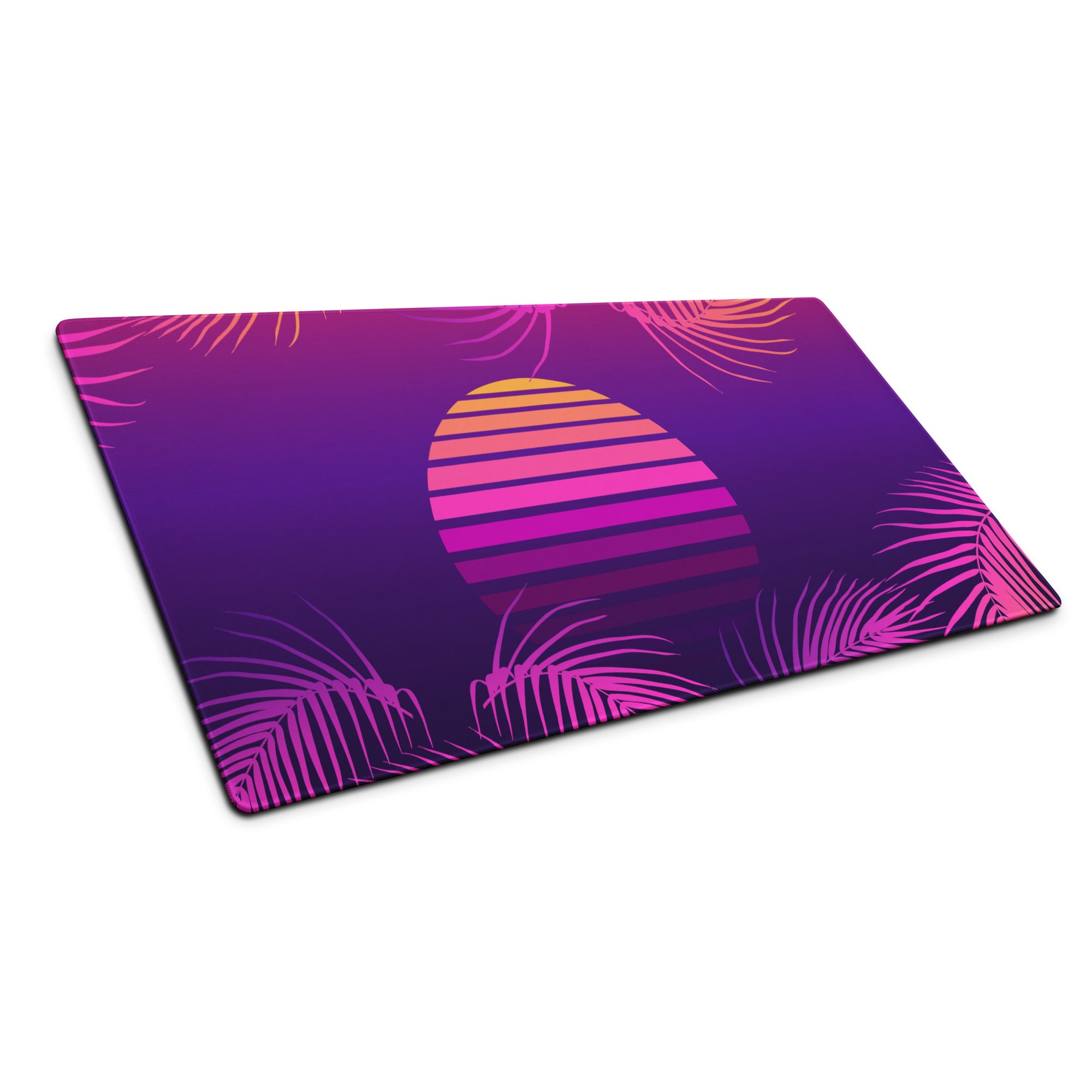 Neon Palm Sunset Mouse Pad - Gaming Mouse Pad Purple Pink Gradient Desk Setup Tropical Style Vibrant Sunset Mood