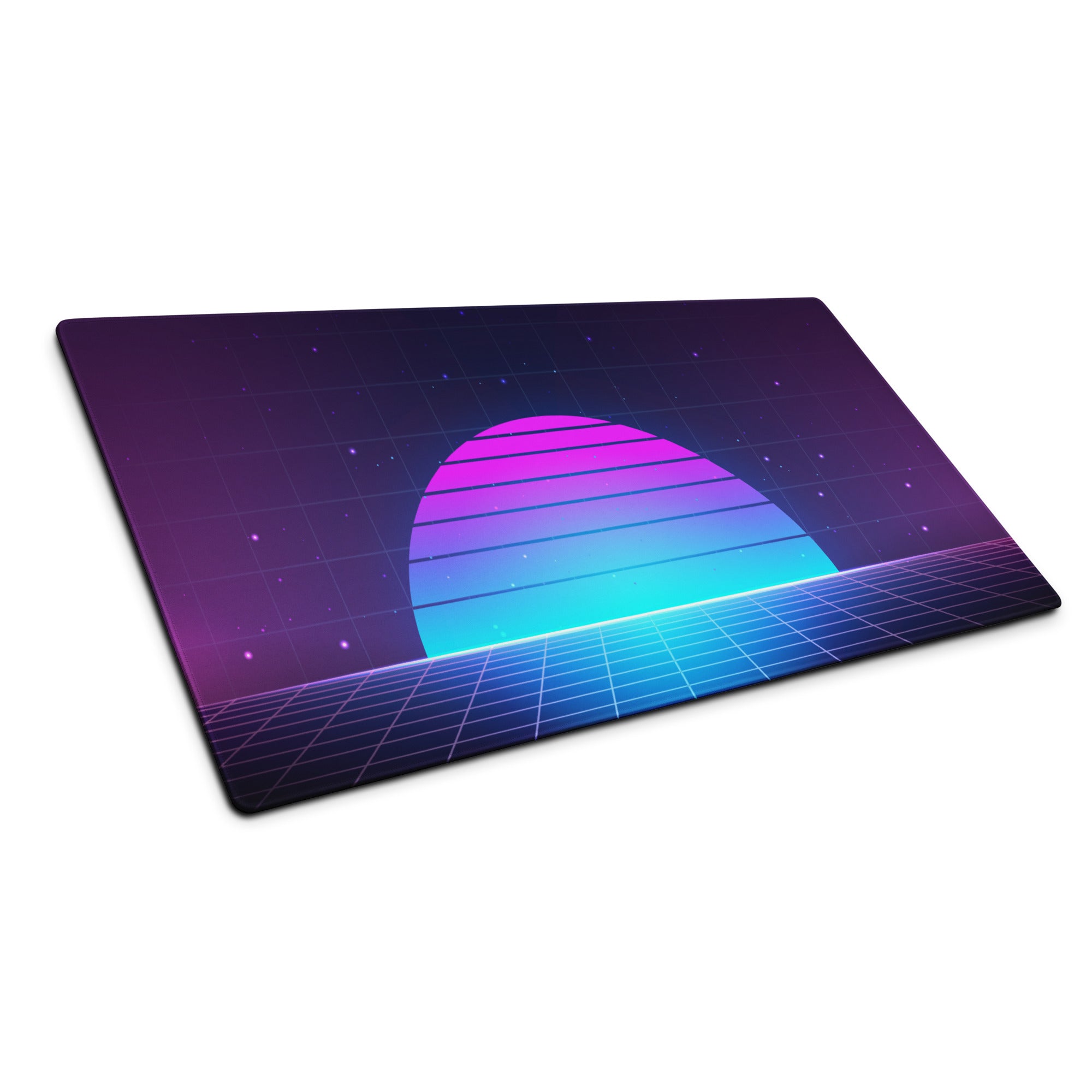 Neon Gradient Retro Grid Mouse Pad - Gaming Mouse Pad Purple Gradient Neon Mood Cyberpunk Decor Large Digital Art