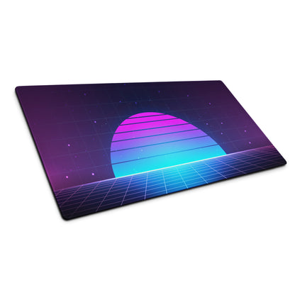 Neon Gradient Retro Grid Mouse Pad - Gaming Mouse Pad Purple Gradient Neon Mood Cyberpunk Decor Large Digital Art