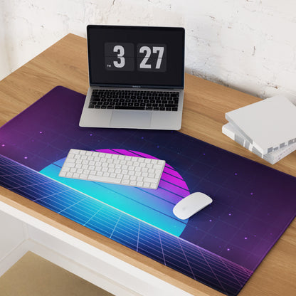 Neon Gradient Retro Grid Mouse Pad - Gaming Mouse Pad Purple Gradient Neon Mood Cyberpunk Decor Large Digital Art