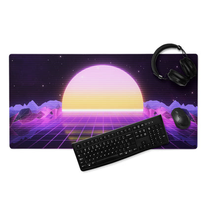 Vaporwave Sunset Gaming Desk Pad - Gaming Pad Purple Pink Desk Setup Vaporwave Dreamy Neon Desk Mat Digital