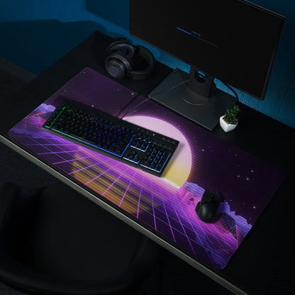 Vaporwave Sunset Gaming Desk Pad - Gaming Pad Purple Pink Desk Setup Vaporwave Dreamy Neon Desk Mat Digital