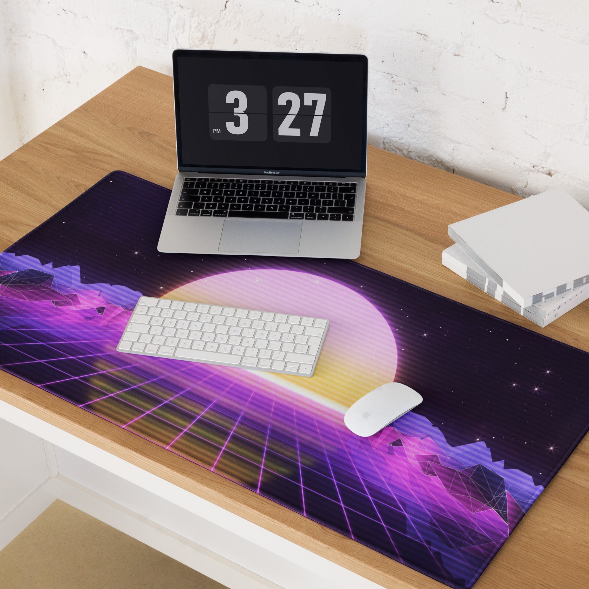 Vaporwave Sunset Gaming Desk Pad - Gaming Pad Purple Pink Desk Setup Vaporwave Dreamy Neon Desk Mat Digital