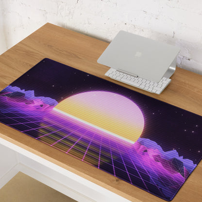 Vaporwave Sunset Gaming Desk Pad - Gaming Pad Purple Pink Desk Setup Vaporwave Dreamy Neon Desk Mat Digital