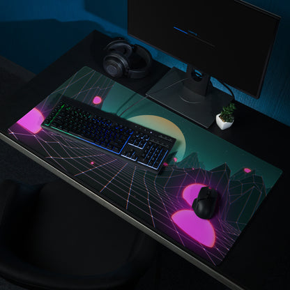 Neon Grid Cyber Scene Mouse Pad - Gaming Mouse Pad Neon Pink Teal Purple For Desktop Setup Cyberpunk Futuristic Mood