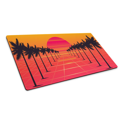 Sunset Palm Gaming Mouse Pad - Gaming Mouse Pad Orange Pink Purple Desktop Setup Retro Non Slip Edge Stitch Vibrant Mood