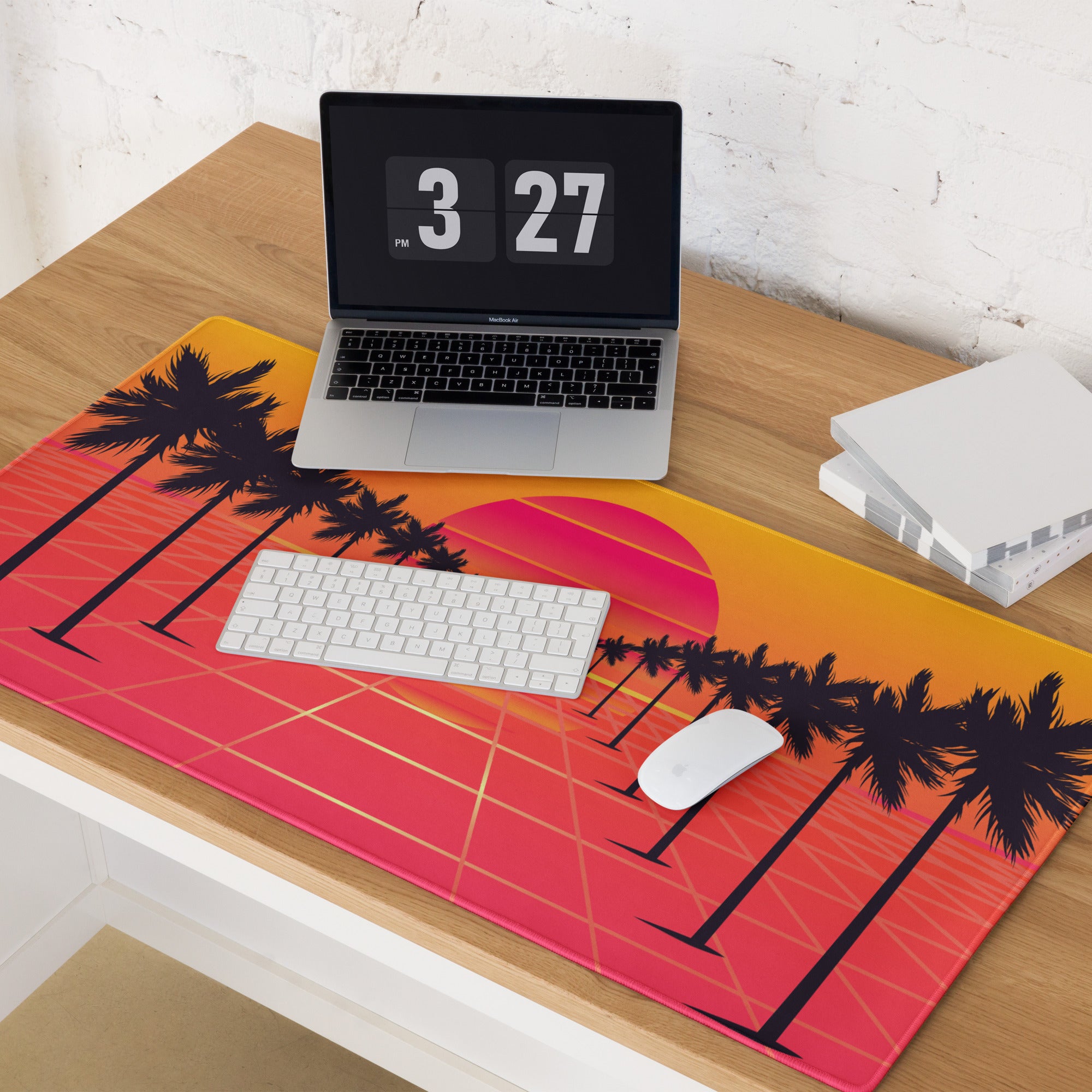 Sunset Palm Gaming Mouse Pad - Gaming Mouse Pad Orange Pink Purple Desktop Setup Retro Non Slip Edge Stitch Vibrant Mood