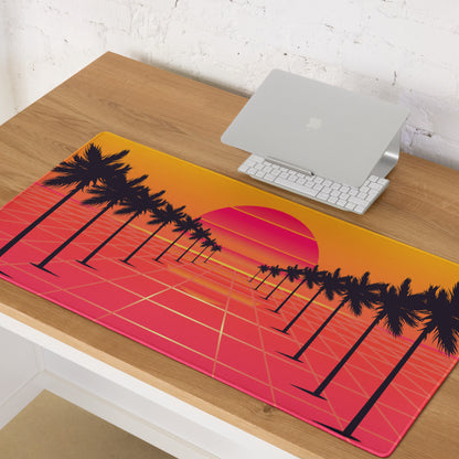 Sunset Palm Gaming Mouse Pad - Gaming Mouse Pad Orange Pink Purple Desktop Setup Retro Non Slip Edge Stitch Vibrant Mood