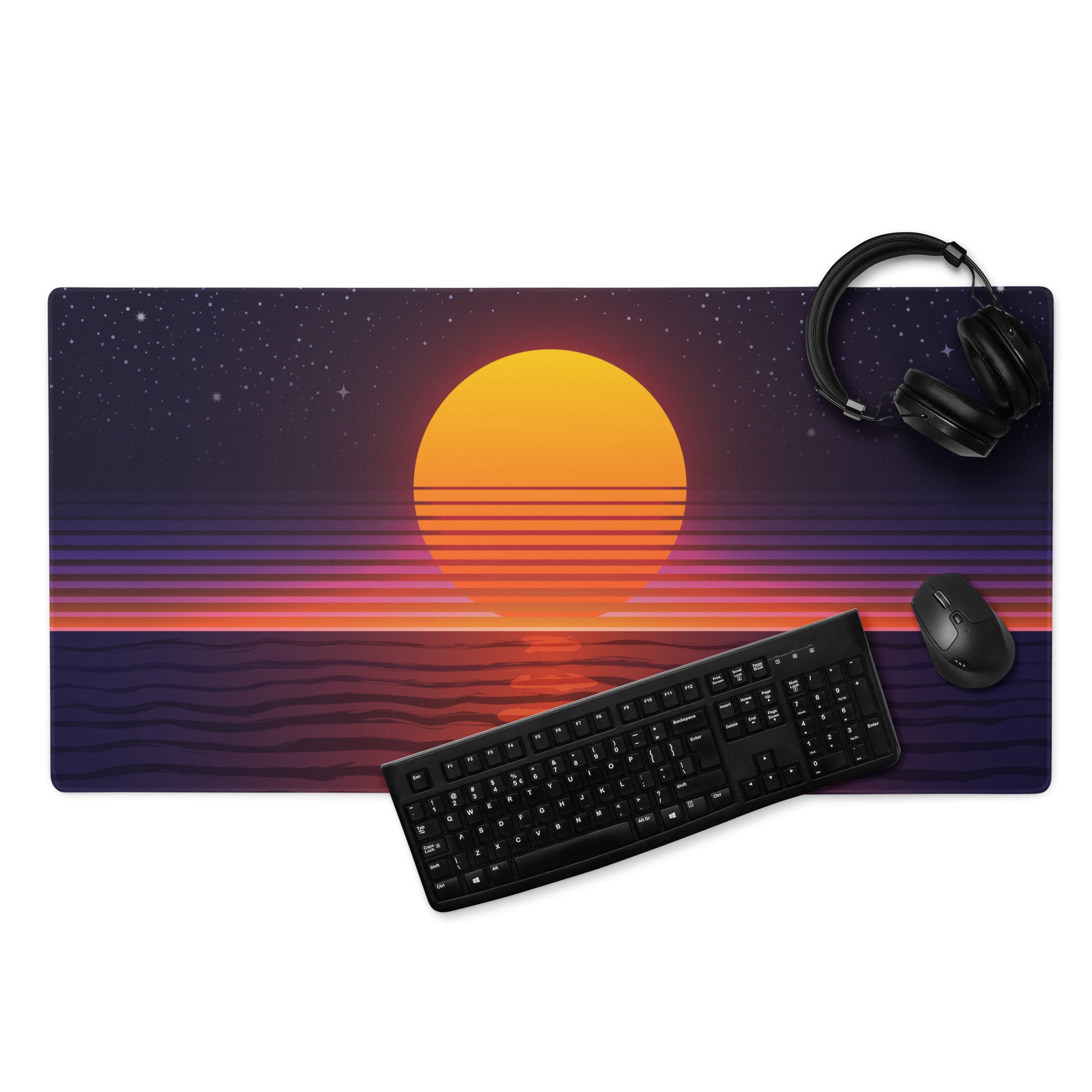 Sunset Starfield Gaming Mouse Pad - Mouse Pad Orange Purple Sunset Desk Neon Mood Vibrant Neon Decor Non Slip