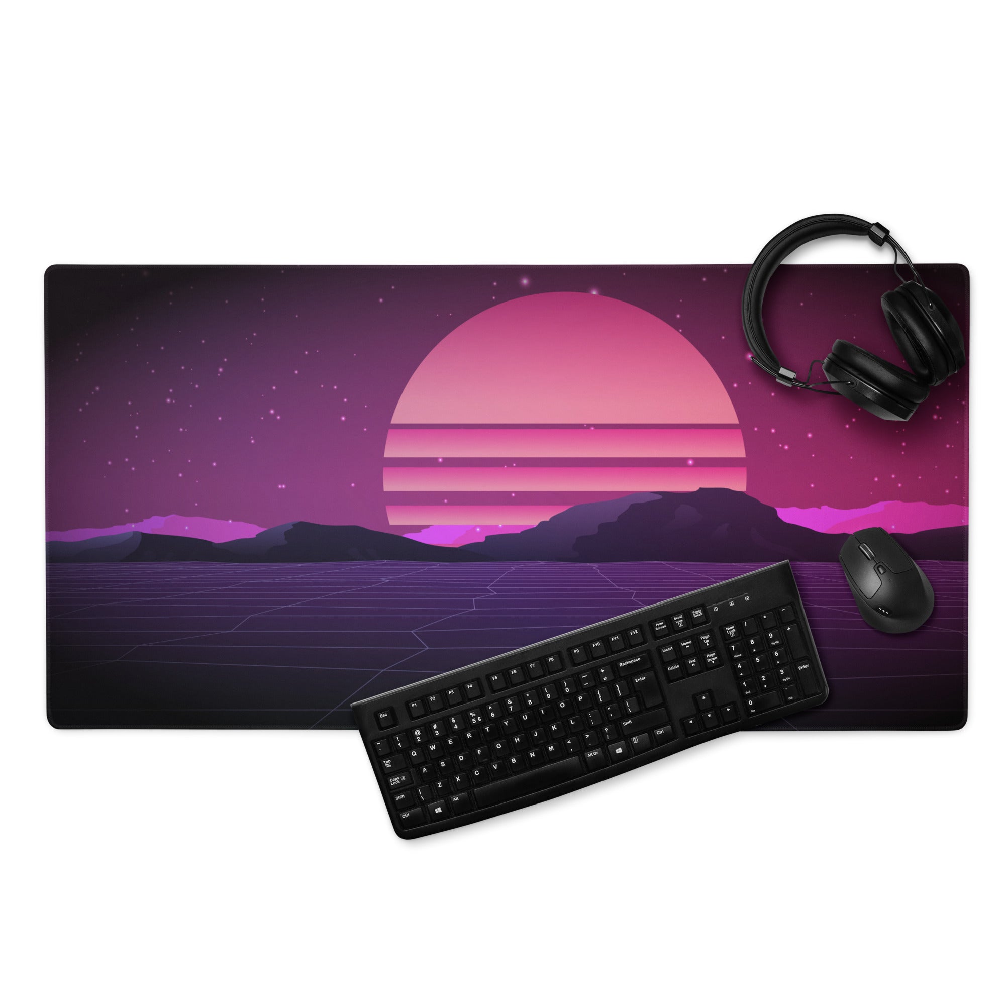 Neon Sunset Gamer Mouse Pad - Mouse Pad Purple Pink Desk Setup Cyberpunk Mood Dreamy Modern Esports Digital Art