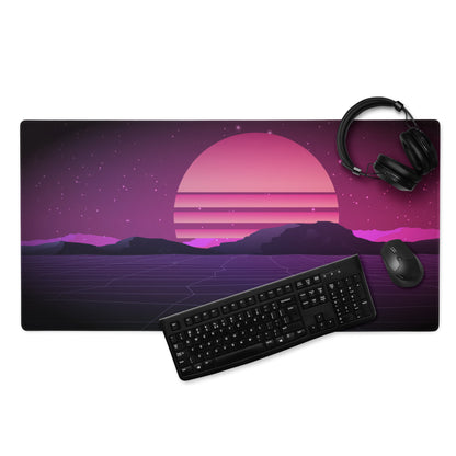 Neon Sunset Gamer Mouse Pad - Mouse Pad Purple Pink Desk Setup Cyberpunk Mood Dreamy Modern Esports Digital Art