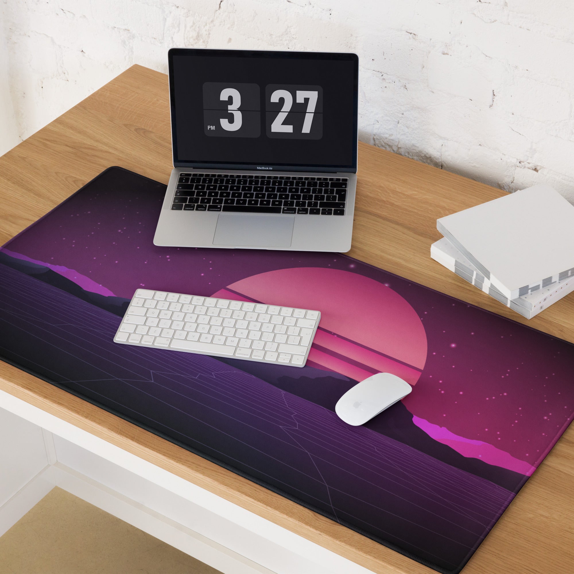 Neon Sunset Gamer Mouse Pad - Mouse Pad Purple Pink Desk Setup Cyberpunk Mood Dreamy Modern Esports Digital Art
