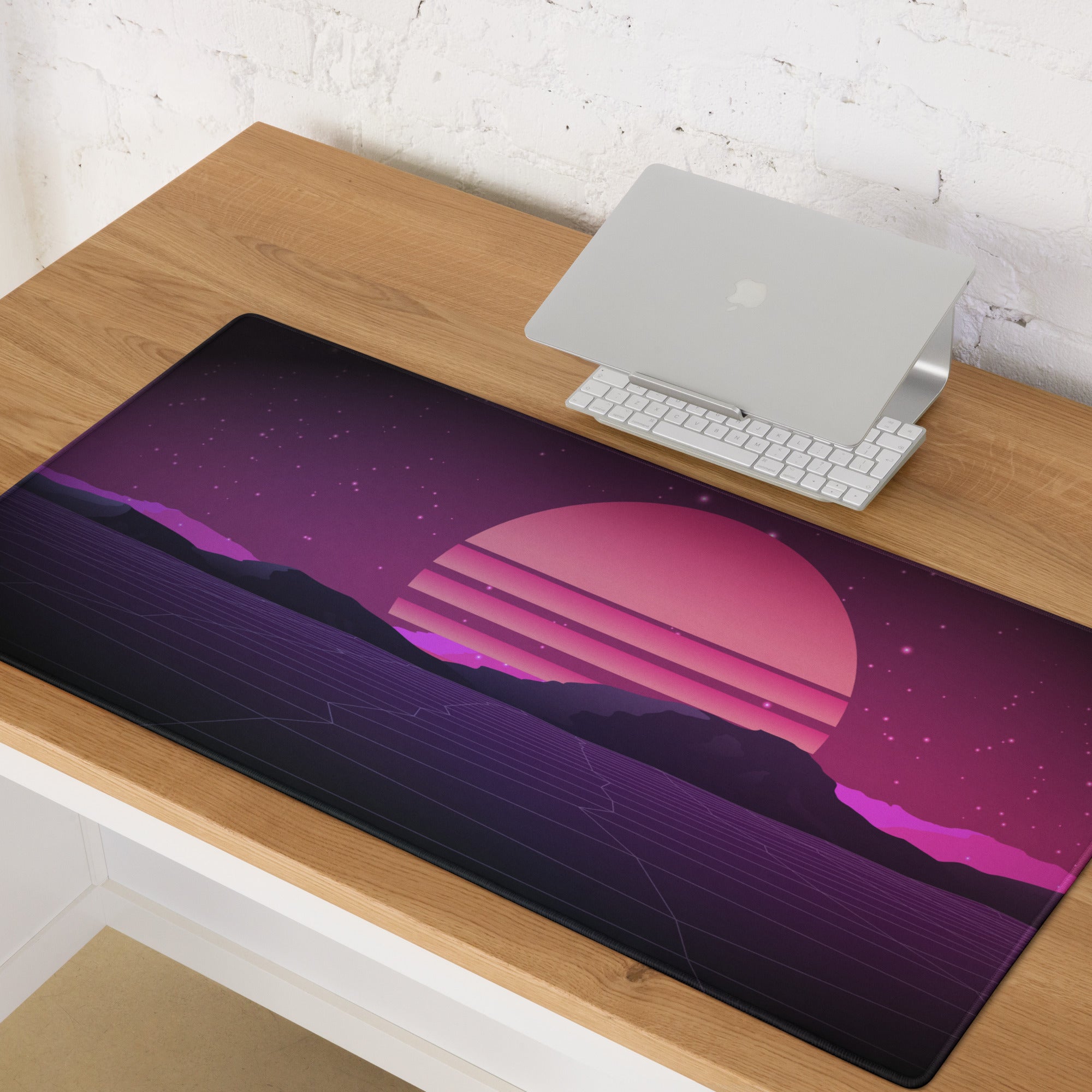 Neon Sunset Gamer Mouse Pad - Mouse Pad Purple Pink Desk Setup Cyberpunk Mood Dreamy Modern Esports Digital Art