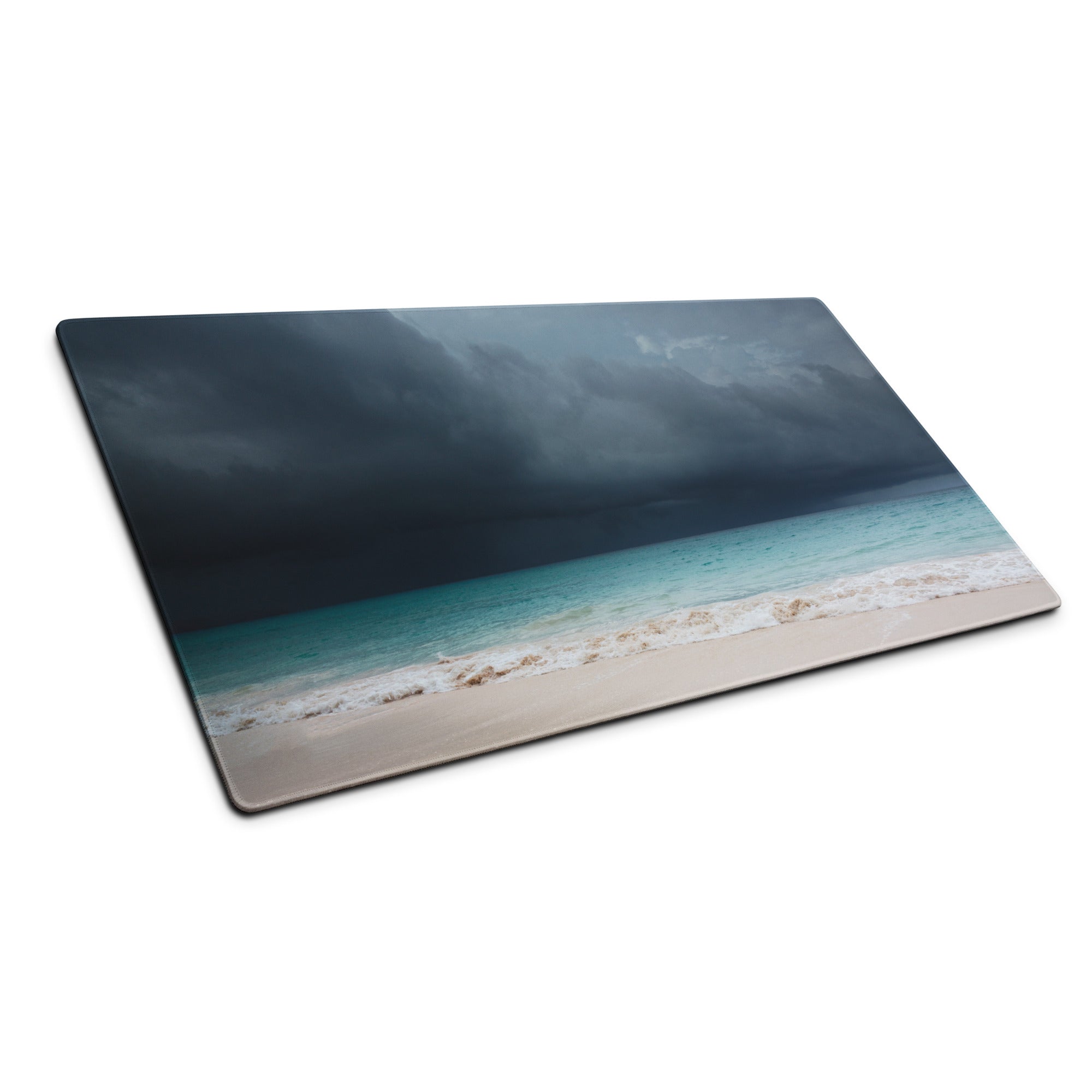 Stormy Ocean Vista Desk Mat - Mouse Pad Navy Blue Teal Beach Coastal Art - Moody Sky Coastal Decor Niche Photo