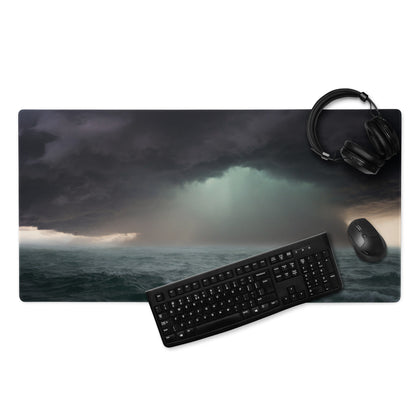 Stormy Ocean Night Gaming Mouse Pad - Gaming Mouse Pad Dark Blue Gray Desk Modern Dramatic Minimalist Decor Matte Print
