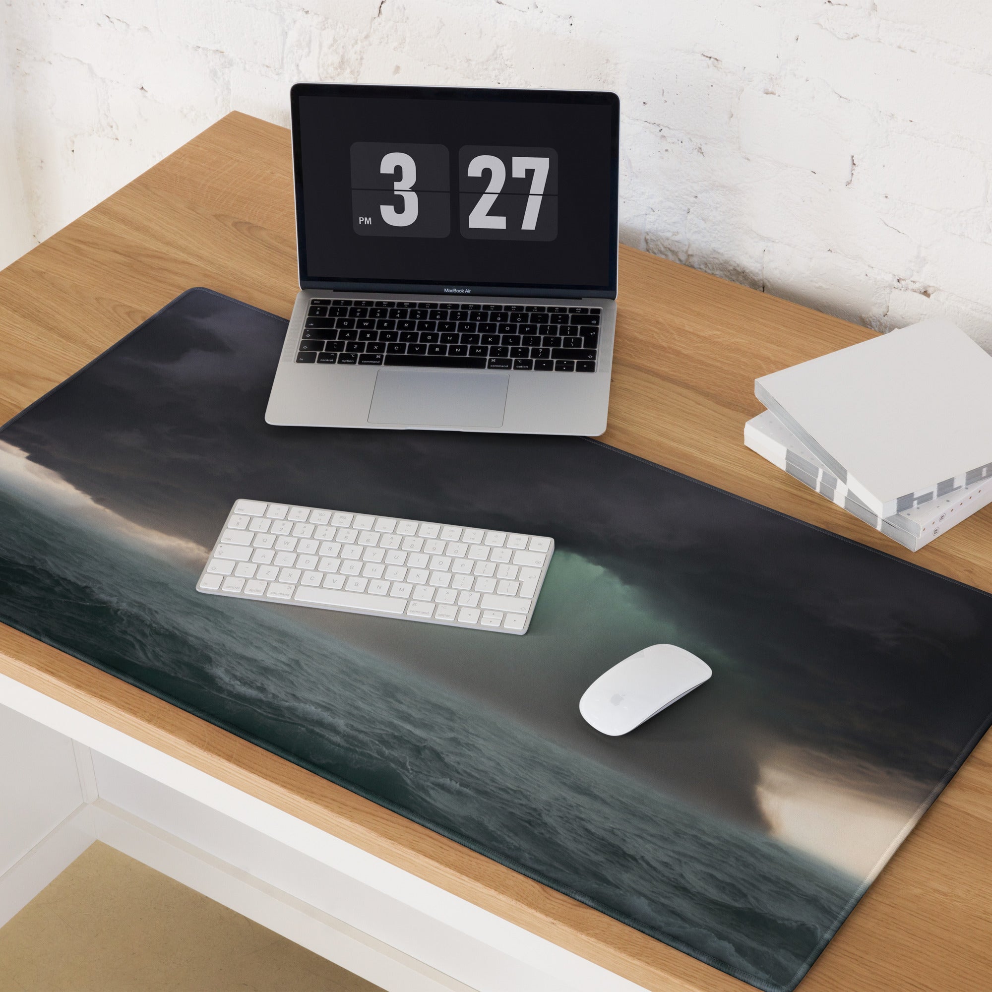 Stormy Ocean Night Gaming Mouse Pad - Gaming Mouse Pad Dark Blue Gray Desk Modern Dramatic Minimalist Decor Matte Print
