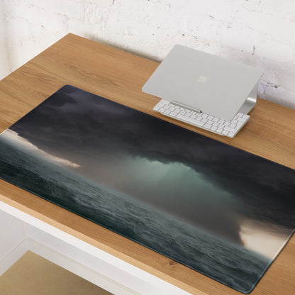 Stormy Ocean Night Gaming Mouse Pad - Gaming Mouse Pad Dark Blue Gray Desk Modern Dramatic Minimalist Decor Matte Print