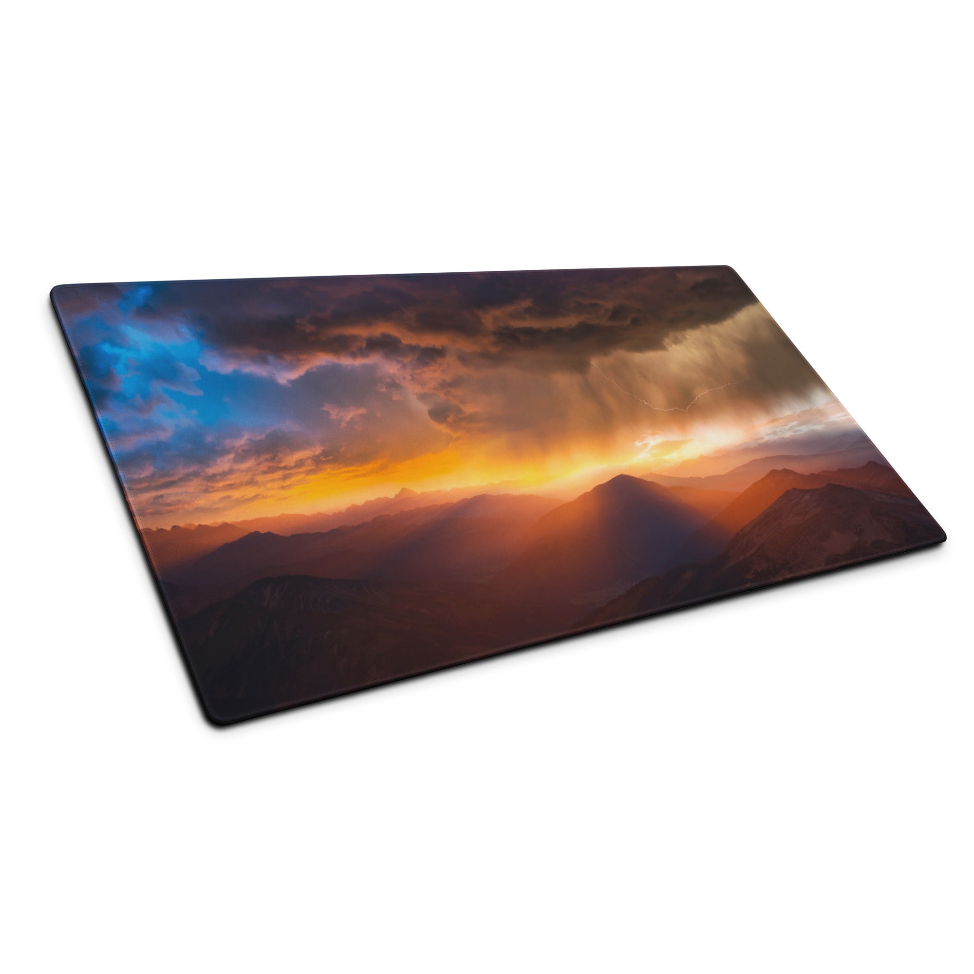 Sunset Mountain Landscape Mouse Pad - Sunset Mountain Orange Purple Gaming Cinematic Dramatic Mood Modern Desk Mat