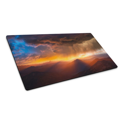 Sunset Mountain Landscape Mouse Pad - Sunset Mountain Orange Purple Gaming Cinematic Dramatic Mood Modern Desk Mat