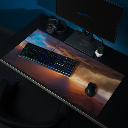 Sunset Mountain Landscape Mouse Pad - Sunset Mountain Orange Purple Gaming Cinematic Dramatic Mood Modern Desk Mat