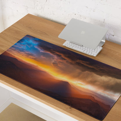 Sunset Mountain Landscape Mouse Pad - Sunset Mountain Orange Purple Gaming Cinematic Dramatic Mood Modern Desk Mat