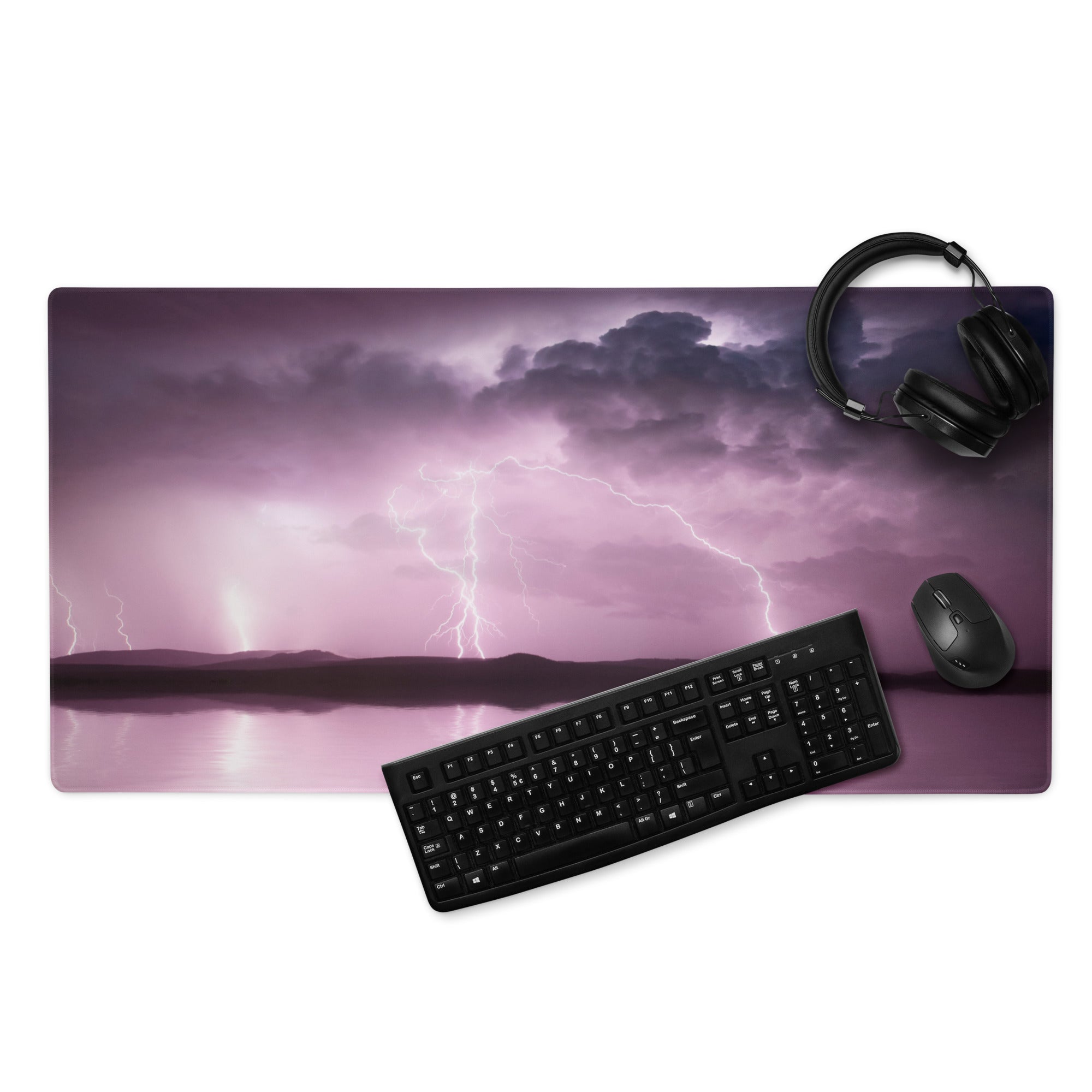 Storm Lightning Gaming Mouse Pad - Gaming Mouse Pad Purple Pink Desk Storm Abstract Moody Futuristic Esports Photography