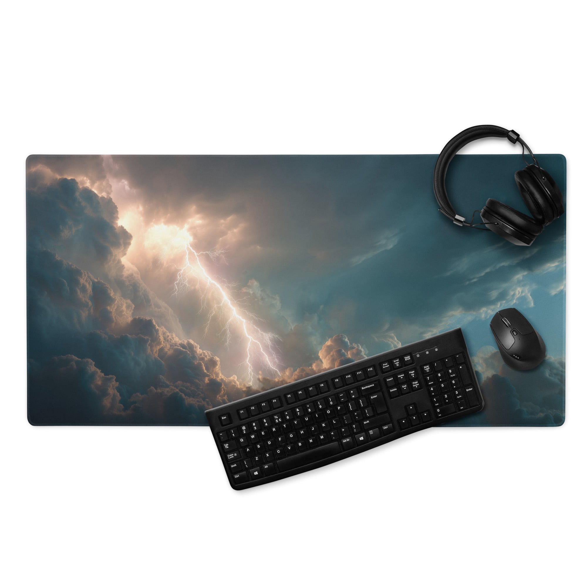 Lightning Storm Gaming Mouse Pad - Gaming Mouse Pad Dark Blue Desktop Modern Moody Atmosphere Esports Photography
