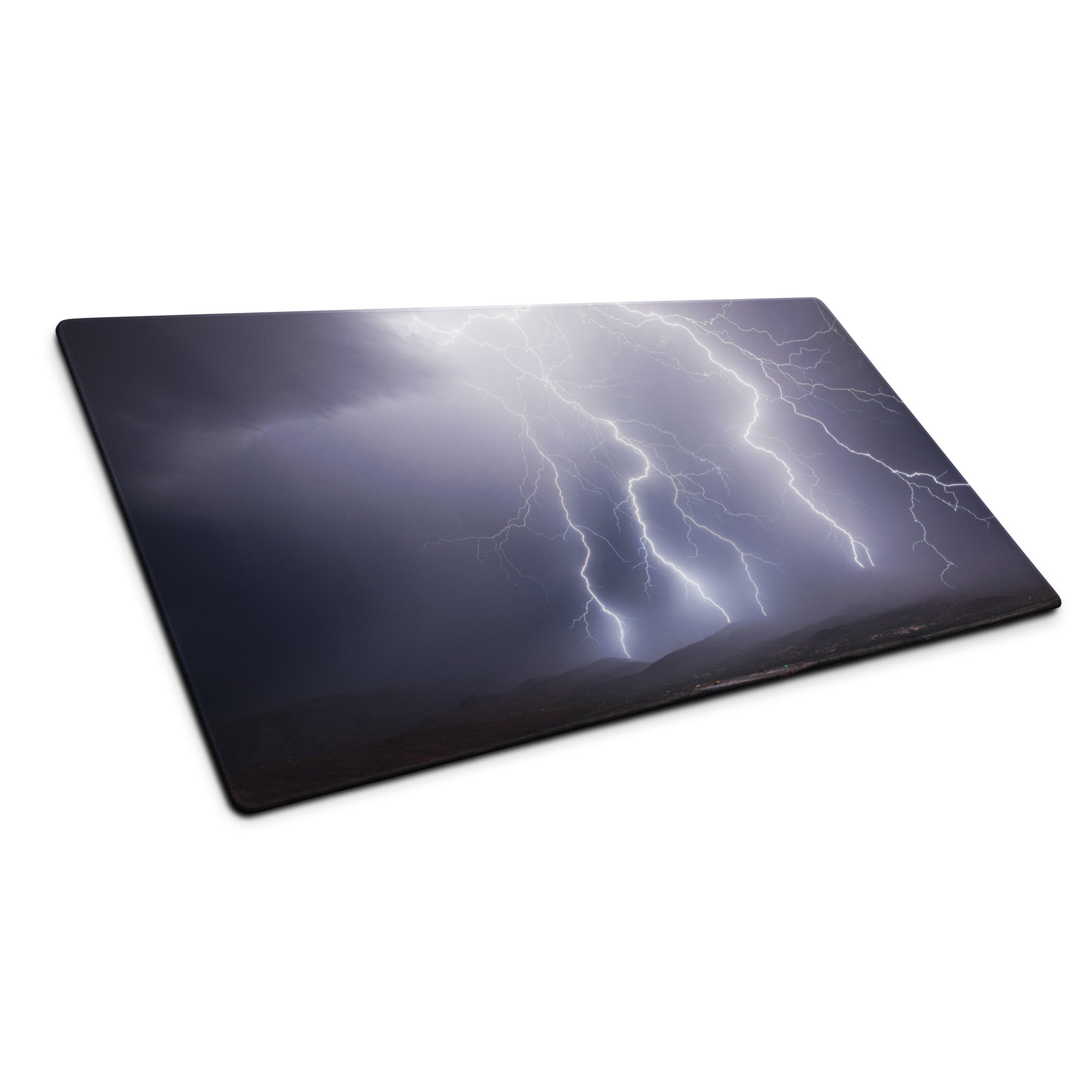 Storm Lightning Pro Gaming Pad - Gaming Mouse Pad Purple Gray Desktop Setup Cinematic Dramatic Mood Storm Graphic Photo