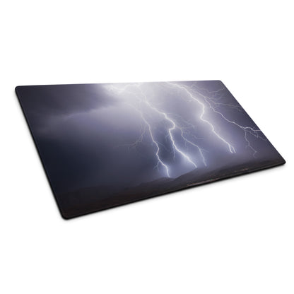 Storm Lightning Pro Gaming Pad - Gaming Mouse Pad Purple Gray Desktop Setup Cinematic Dramatic Mood Storm Graphic Photo