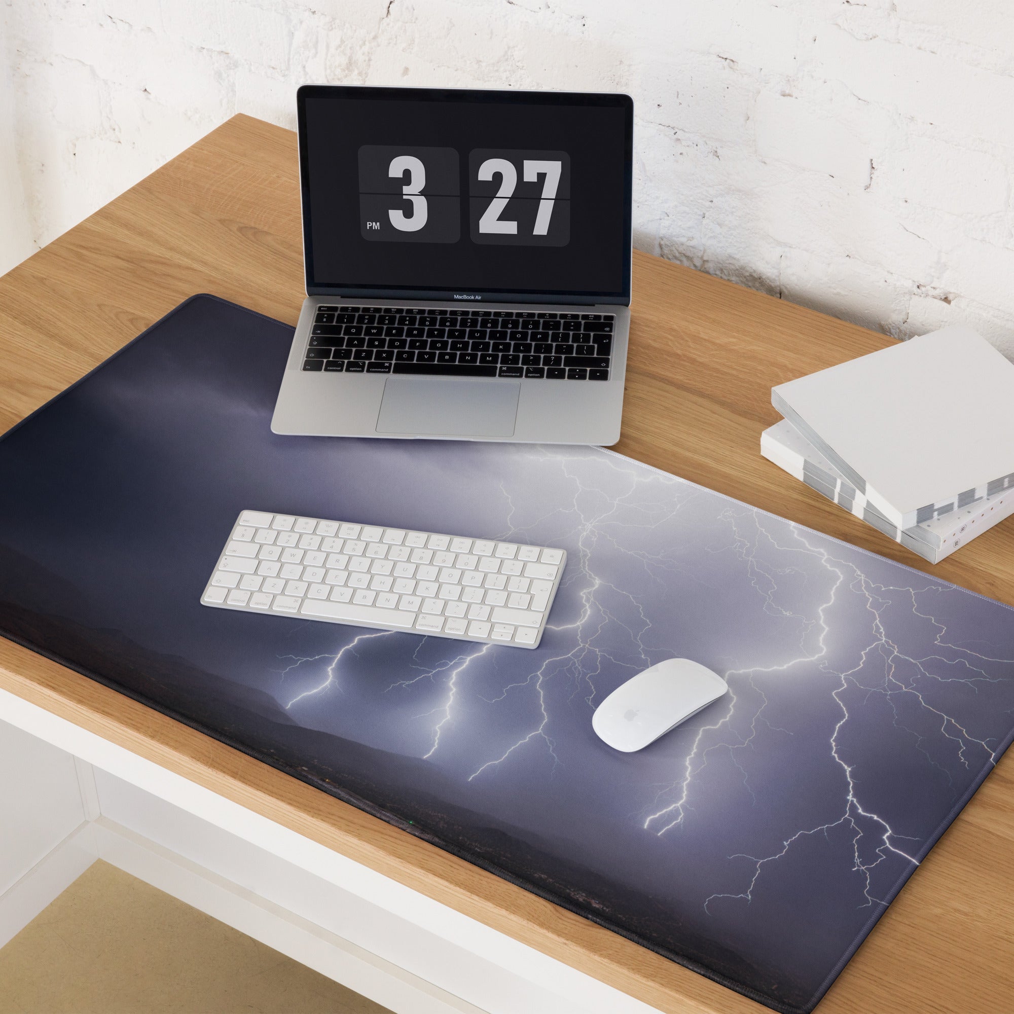 Storm Lightning Pro Gaming Pad - Gaming Mouse Pad Purple Gray Desktop Setup Cinematic Dramatic Mood Storm Graphic Photo
