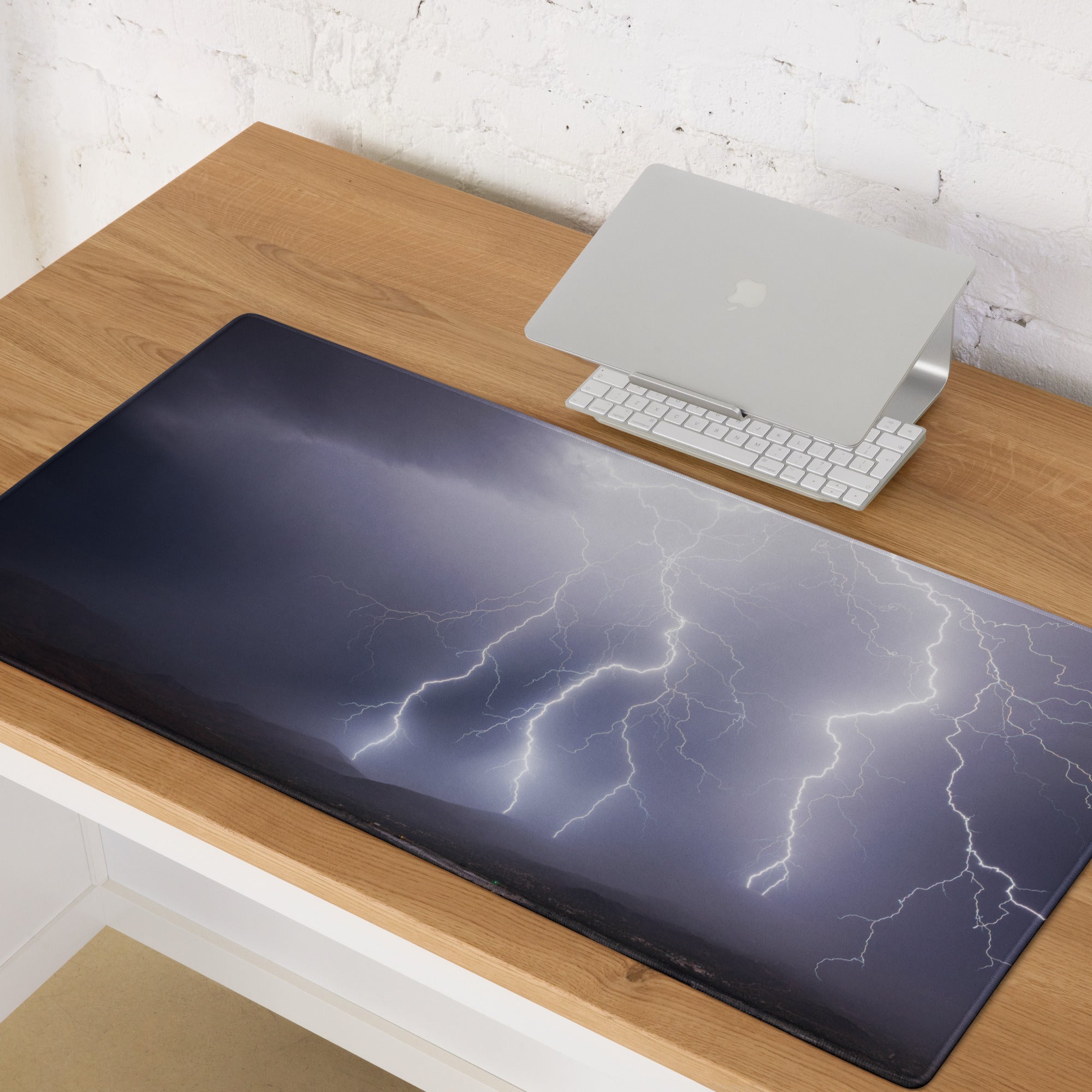 Storm Lightning Pro Gaming Pad - Gaming Mouse Pad Purple Gray Desktop Setup Cinematic Dramatic Mood Storm Graphic Photo
