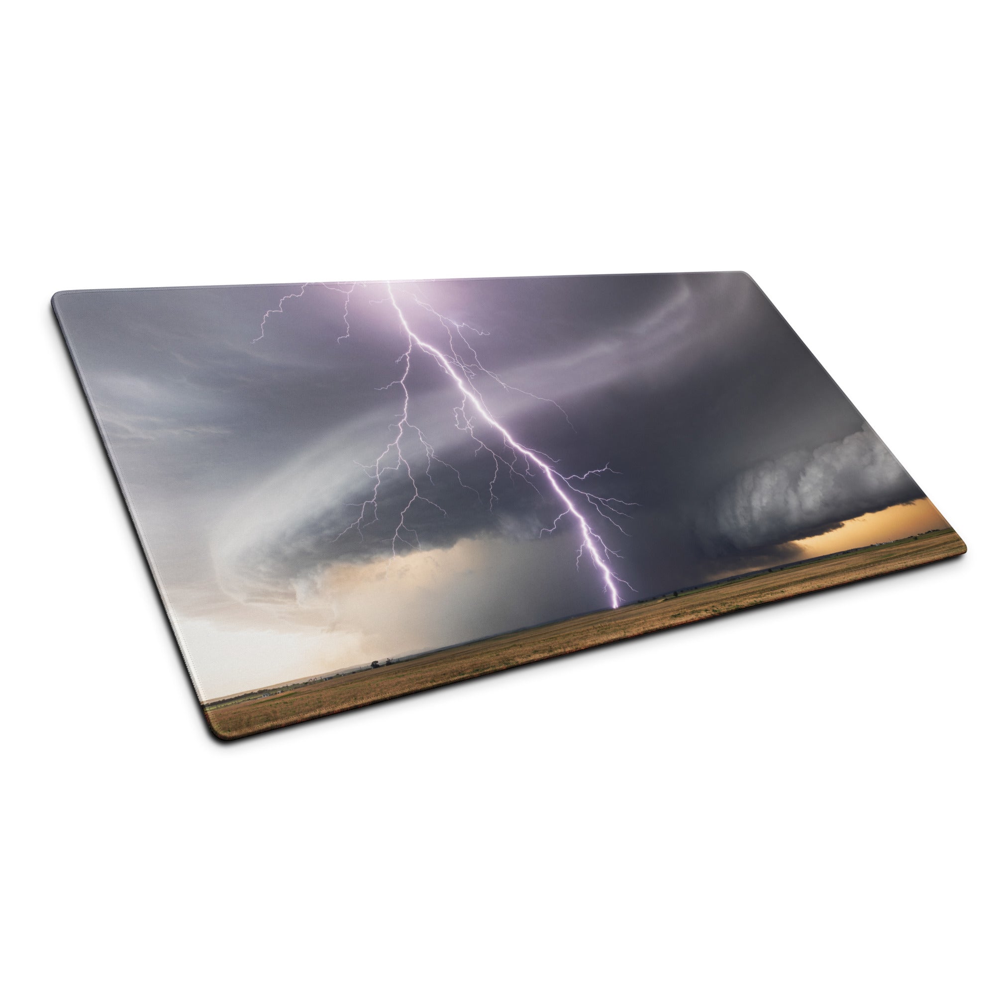 Lightning Storm Large Gaming Mouse Pad - Gaming Mouse Pad Purple Gray Desktop Setup Modern Stormy Mood Desk Mat Photo
