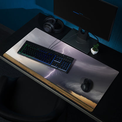 Lightning Storm Large Gaming Mouse Pad - Gaming Mouse Pad Purple Gray Desktop Setup Modern Stormy Mood Desk Mat Photo