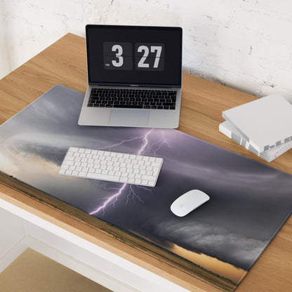 Lightning Storm Large Gaming Mouse Pad - Gaming Mouse Pad Purple Gray Desktop Setup Modern Stormy Mood Desk Mat Photo