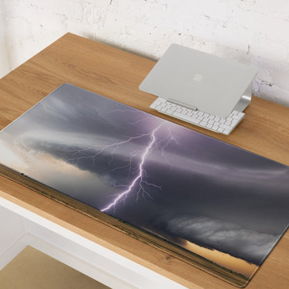 Lightning Storm Large Gaming Mouse Pad - Gaming Mouse Pad Purple Gray Desktop Setup Modern Stormy Mood Desk Mat Photo
