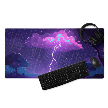 Nebula Storm Gaming Pad - Gaming Mouse Pad Purple Blue Desktop Cyberpunk - Stormy Futuristic Lightning Desk Mat Digital Art