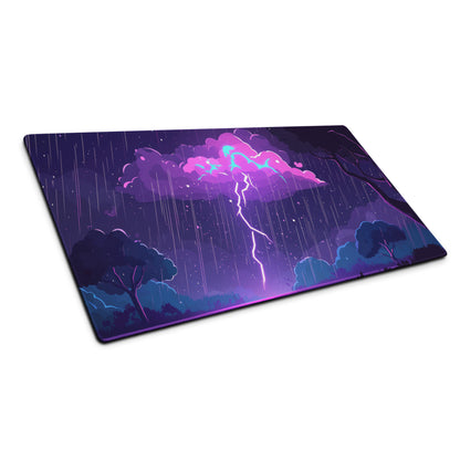Nebula Storm Gaming Pad - Gaming Mouse Pad Purple Blue Desktop Cyberpunk - Stormy Futuristic Lightning Desk Mat Digital Art