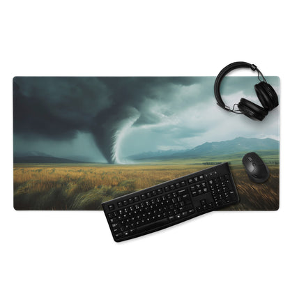 Storm Tornado Field Gaming Pad - Tornado Storm Blue Gray Desktop Gaming Dramatic Mood Modern Decor Gaming Desk Photo