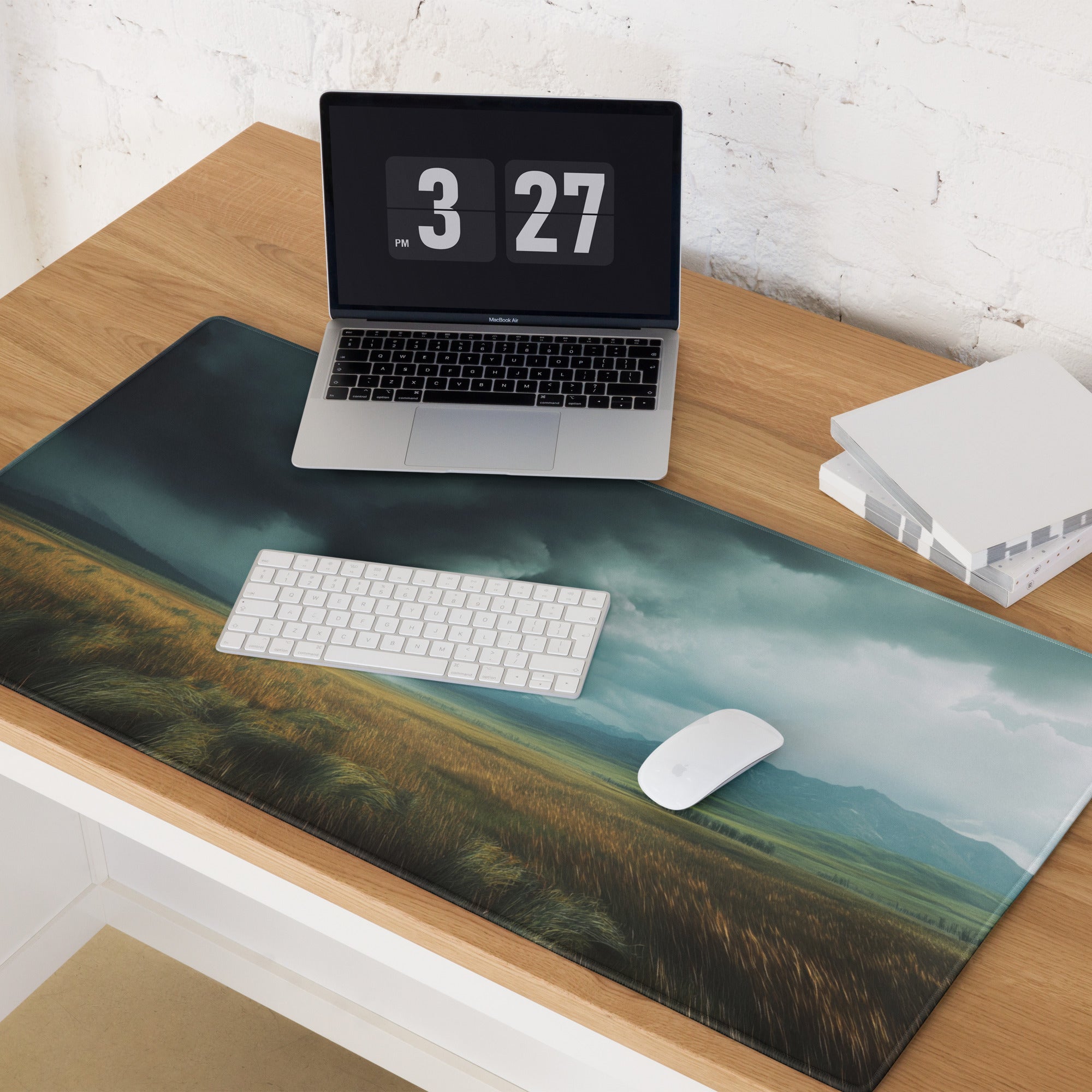 Storm Tornado Field Gaming Pad - Tornado Storm Blue Gray Desktop Gaming Dramatic Mood Modern Decor Gaming Desk Photo