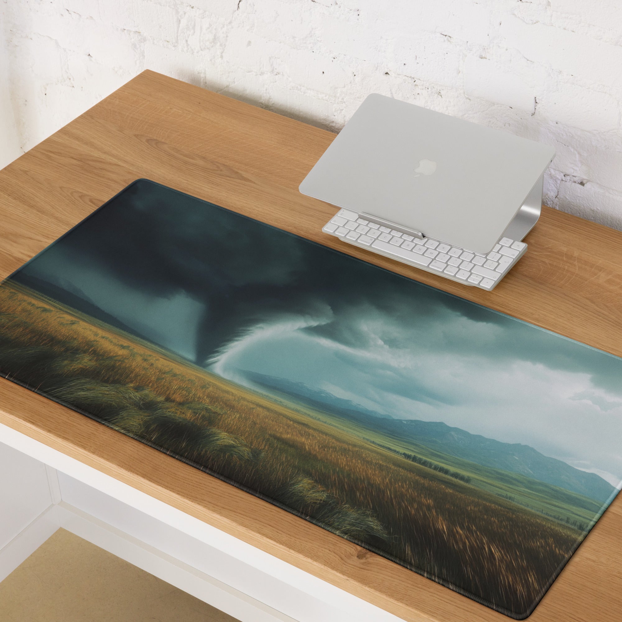 Storm Tornado Field Gaming Pad - Tornado Storm Blue Gray Desktop Gaming Dramatic Mood Modern Decor Gaming Desk Photo