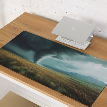 Storm Tornado Field Gaming Pad - Tornado Storm Blue Gray Desktop Gaming Dramatic Mood Modern Decor Gaming Desk Photo