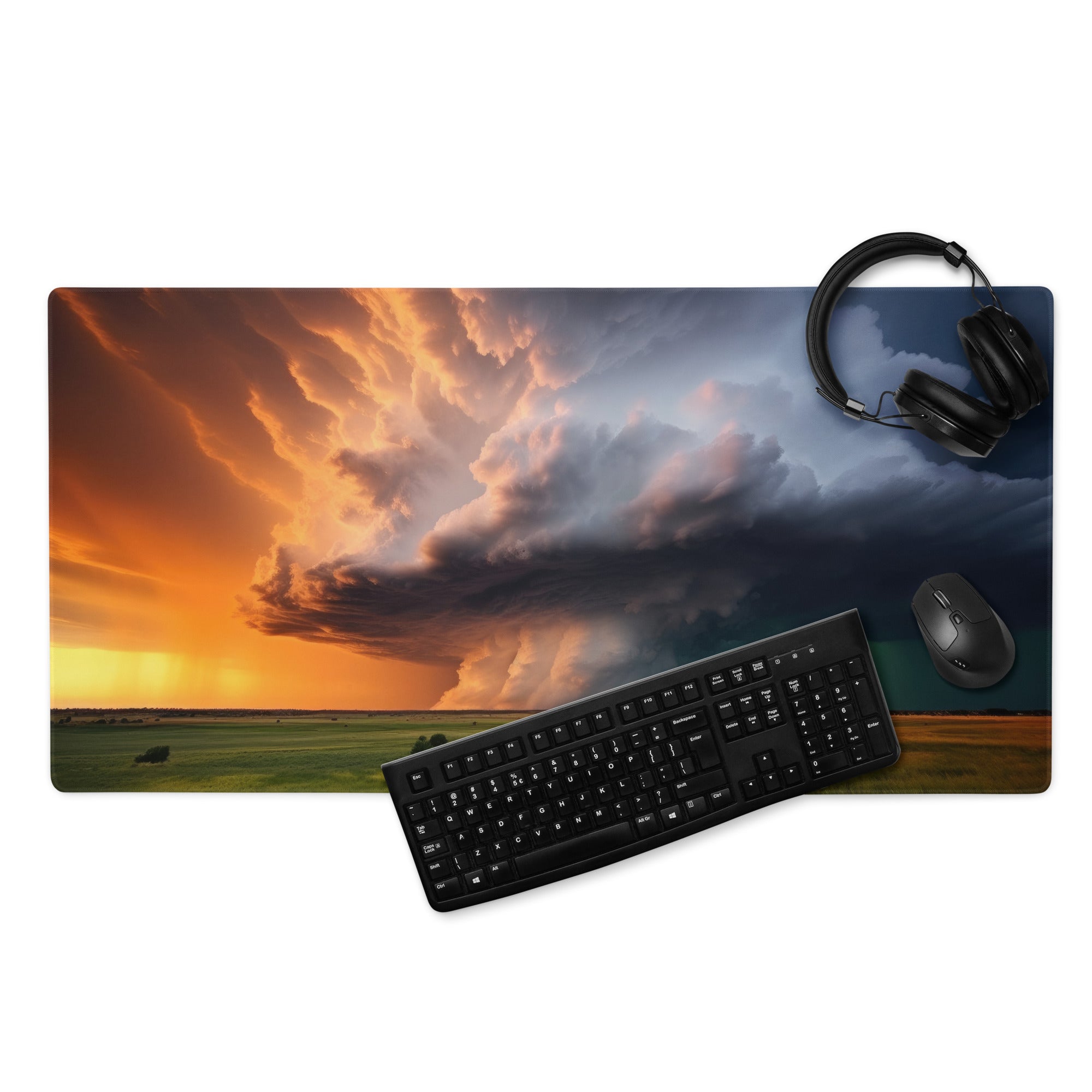 Dusk Supercell Pro Gaming Mouse Pad - Gaming Mouse Pad Orange Blue Sunset Large Desk Pro - Warm Mood, Modern Office, Fabric