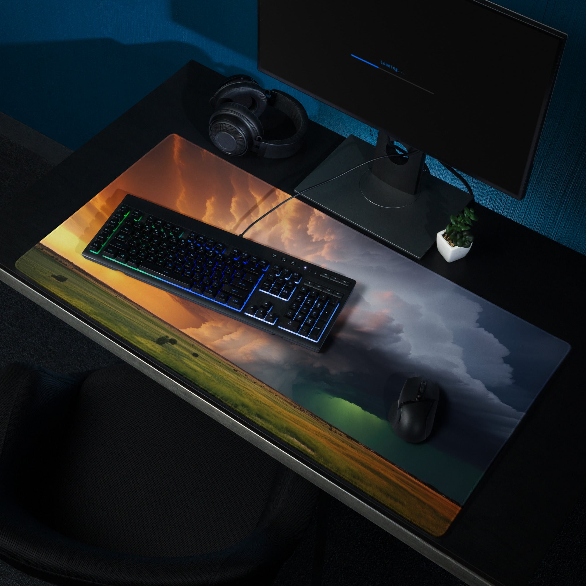 Dusk Supercell Pro Gaming Mouse Pad - Gaming Mouse Pad Orange Blue Sunset Large Desk Pro - Warm Mood, Modern Office, Fabric