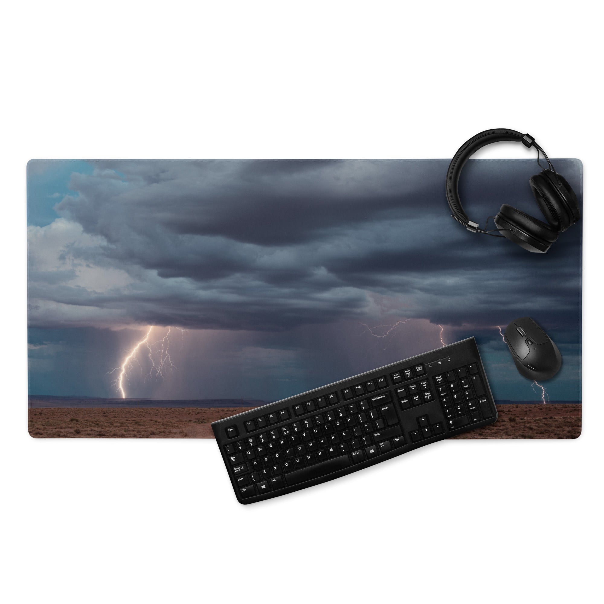 Stormy Lightning Pro Gaming Mouse Pad - Gaming Mouse Pad Blue Storm Desk Dramatic Mood Modern Decor Large Non-Slip Edge