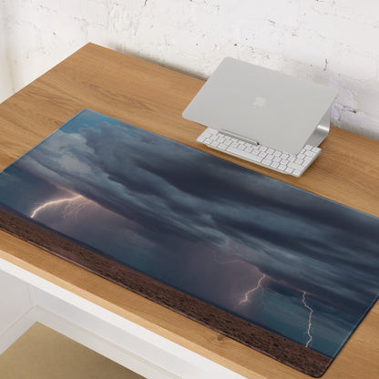 Stormy Lightning Pro Gaming Mouse Pad - Gaming Mouse Pad Blue Storm Desk Dramatic Mood Modern Decor Large Non-Slip Edge