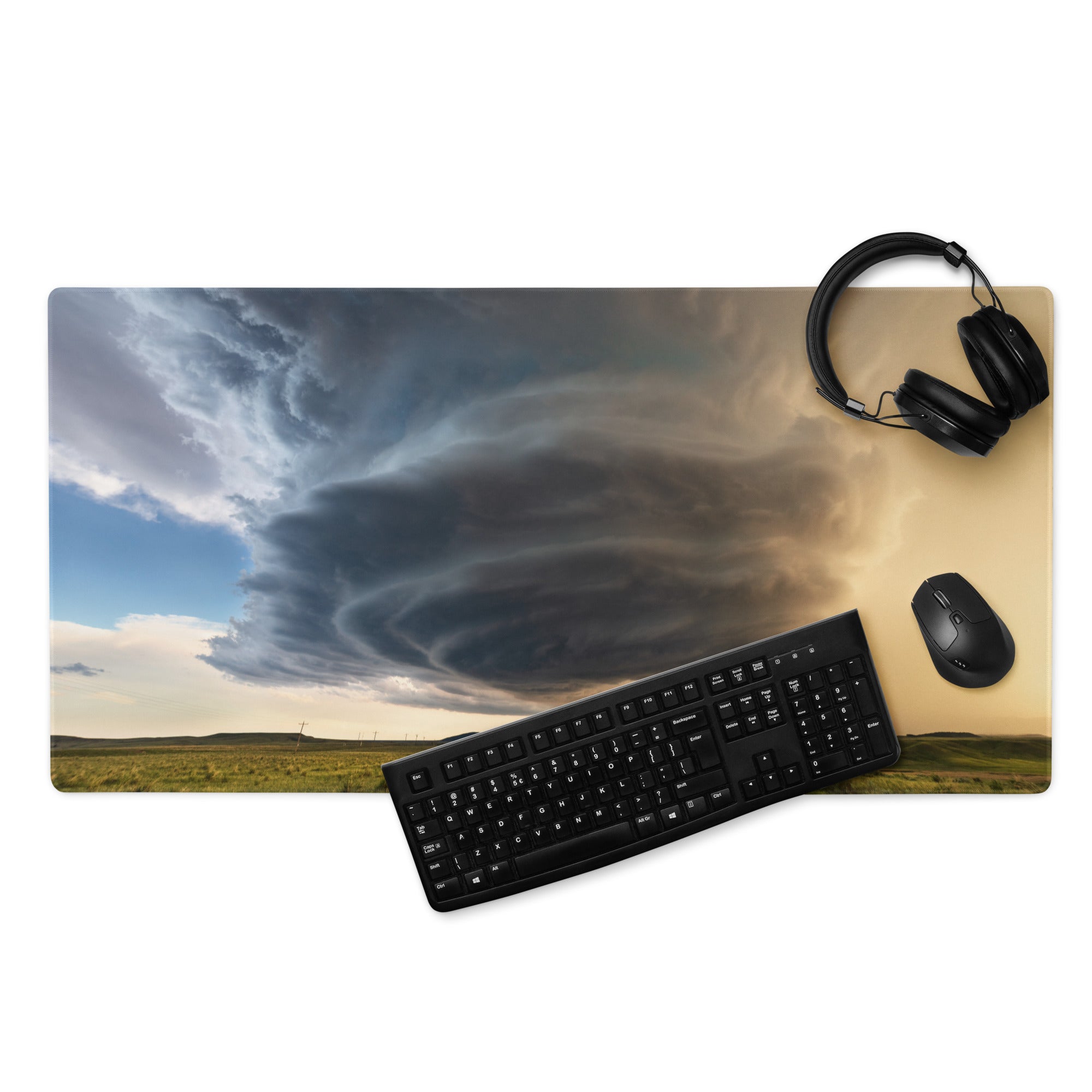 Supercell Panorama Gaming Mouse Pad - Mouse Pad Landscape Blue Gray Sunset Desk Setup Modern Dramatic Mood Minimalist Tech Esports Landscape Photo