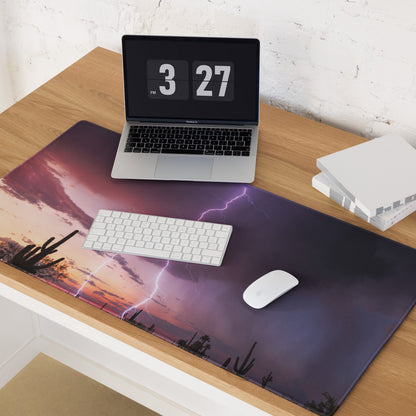 Desert Lightning Gaming Pad - Gaming Mouse Pad Purple Pink Sunset Desk Moody Desert Aesthetic Photo