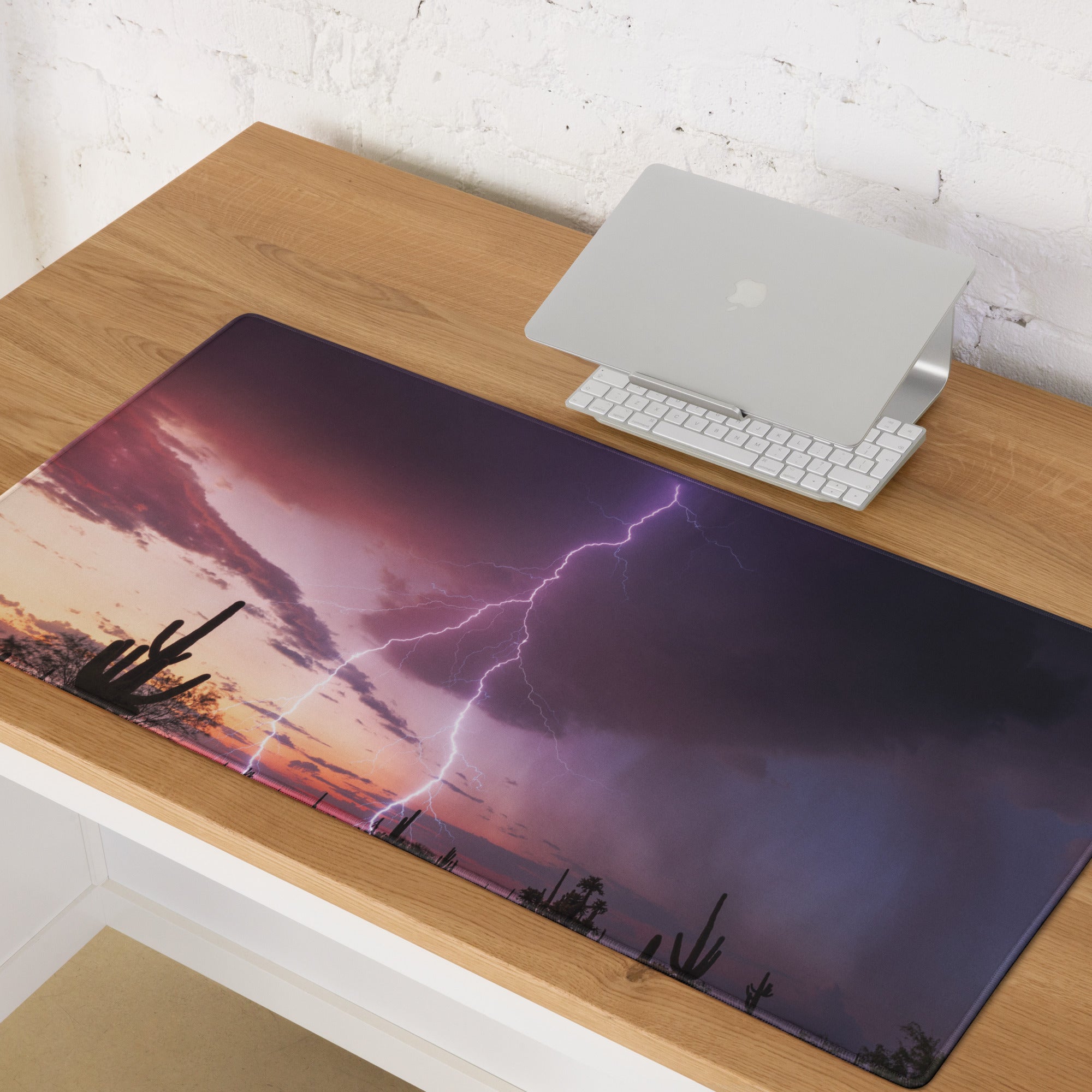 Desert Lightning Gaming Pad - Gaming Mouse Pad Purple Pink Sunset Desk Moody Desert Aesthetic Photo