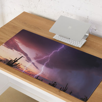 Desert Lightning Gaming Pad - Gaming Mouse Pad Purple Pink Sunset Desk Moody Desert Aesthetic Photo